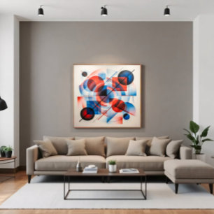 Abstrakte rote blaue Kreise modern Leinwanddruck