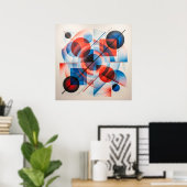 Abstrakte rote blaue Kreise modern Poster (Heimbüro)