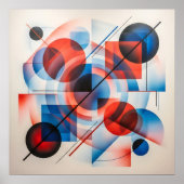 Abstrakte rote blaue Kreise modern Poster (Vorne)