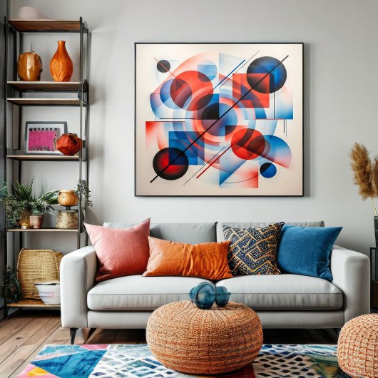Abstrakte rote blaue Kreise modern Poster