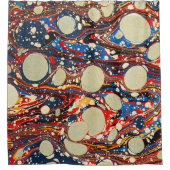 ABSTRAKTE, rote, blaue WIRBEL, WEISSE KREISE Duschvorhang (Vorderseite)