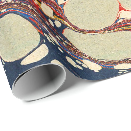 ABSTRAKTE, rote, blaue WIRBEL, WEISSE KREISE Geschenkpapier (Rolleneckpunkt)