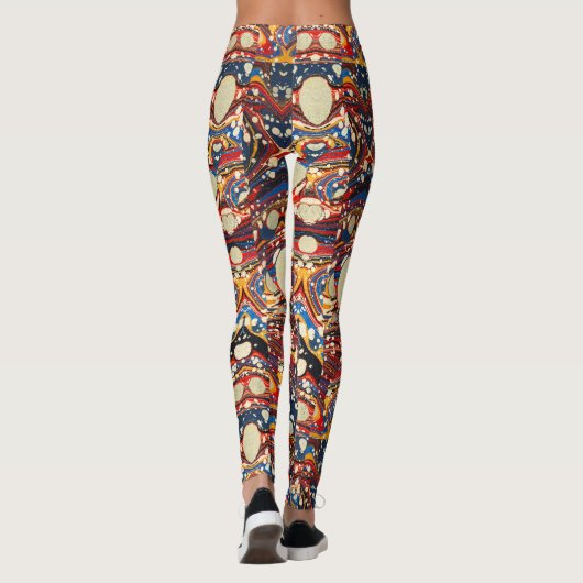 ABSTRAKTE, rote, blaue WIRBEL, WEISSE KREISE Leggings (Rückseite)