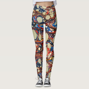ABSTRAKTE, rote, blaue WIRBEL, WEISSE KREISE Leggings