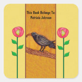 Abstrakte rote Blume Gelb Quadratischer Aufkleber (Vorderseite)