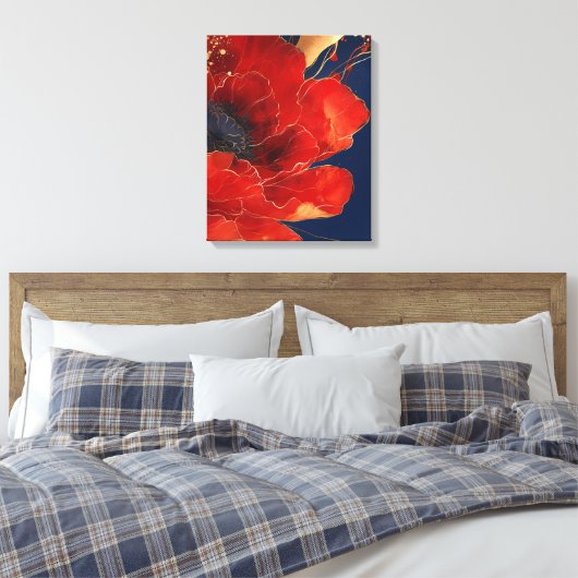 Abstrakte rote Blume Leinwanddruck (Insitu (Schlafzimmer))