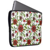 abstrakte rote Blume und grüne Blätter auf weißer Laptopschutzhülle (Vorne Rechts)