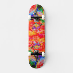 Abstrakte Rote Blütenfarbe Skateboard