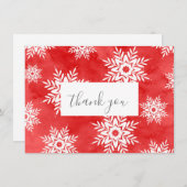 Abstrakte Rote Flora Schneeflocken Dankeskarte (Vorne/Hinten)