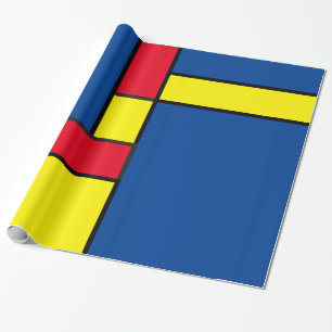 Abstrakte rote, gelbe und blaue Blöcke geometrisch Geschenkpapier