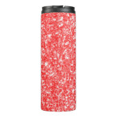 Abstrakte rote Glitzer-und Weiß-Funken Thermosbecher (Rückseite)