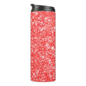 Abstrakte rote Glitzer-und Weiß-Funken Thermosbecher (Nach rechts gedreht)