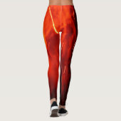 Abstrakte rote goldene Streifen Feuerwerk Buche Leggings (Rückseite)