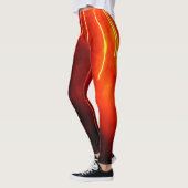 Abstrakte rote goldene Streifen Feuerwerk Buche Leggings (Links)