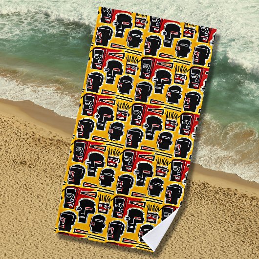 Abstrakte rote Köpfe in Gelb Strandtuch