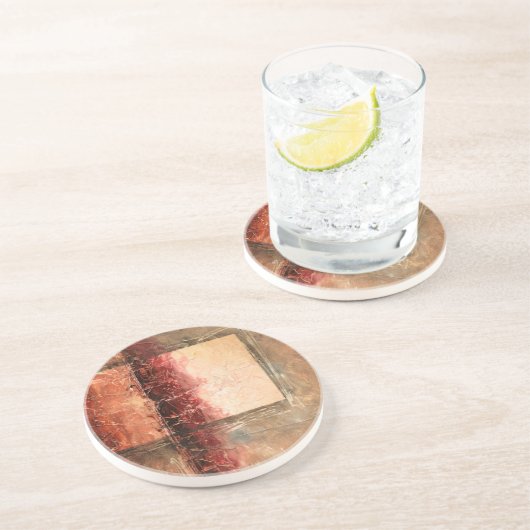 Abstrakte Rote Landschaft Sandstein Untersetzer (Seite)