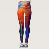 Abstrakte rote Linien, farbenfroh, trendy Leggings (Vorderseite)
