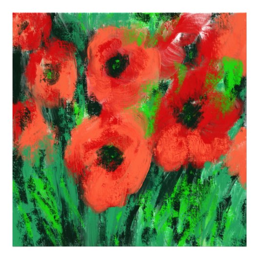 Abstrakte rote Mohnblumen-Blumenmalerei Fotodruck (Vorne)