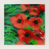 Abstrakte rote Mohnblumen-Blumenmalerei Puzzle (Horizontal)