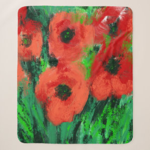 Abstrakte rote Mohnblumen-Blumenmalerei Sherpadecke