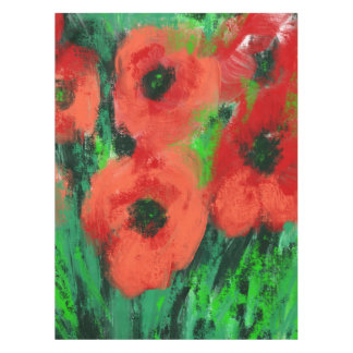 Abstrakte rote Mohnblumen-Blumenmalerei Tischdecke