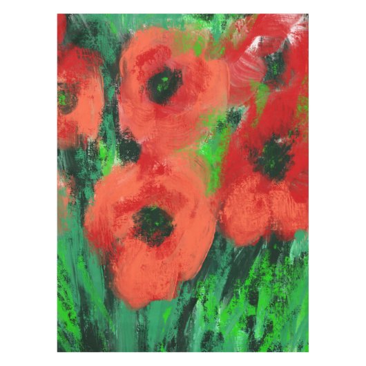 Abstrakte rote Mohnblumen-Blumenmalerei Tischdecke (Vorderseite)