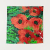 Abstrakte rote Mohnblumen-Blumenmalerei Wandteppich (Vorderseite (Horizontal))