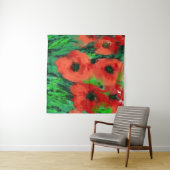 Abstrakte rote Mohnblumen-Blumenmalerei Wandteppich (Beispiel (Horizontal))