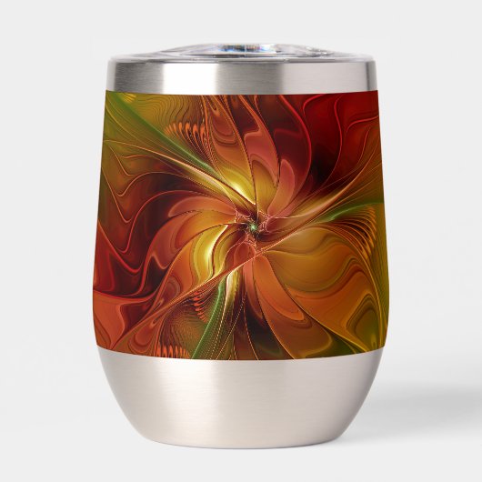 Abstrakte Rote Orange Braun Grünes Fraktal Kunst B (Vorderseite)