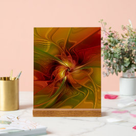 Abstrakte Rote Orange Braun Grünes Fraktal Kunst B Acrylschild