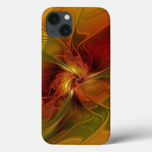 Abstrakte Rote Orange Braun Grünes Fraktal Kunst B iPhone 13 Hülle