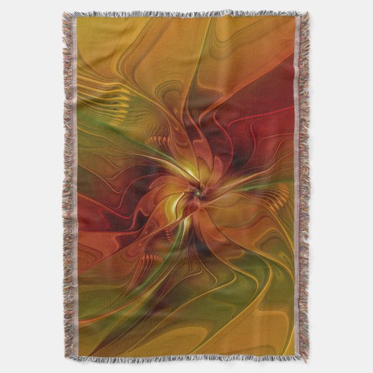 Abstrakte Rote Orange Braun Grünes Fraktal Kunst B Decke (Vorderseite Vertikal)