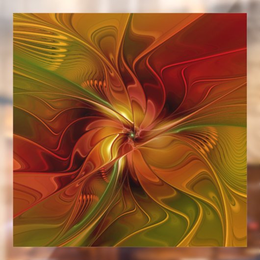 Abstrakte Rote Orange Braun Grünes Fraktal Kunst B Fensteraufkleber (Blatt 2)