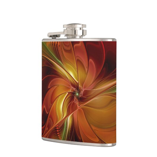 Abstrakte Rote Orange Braun Grünes Fraktal Kunst B Flachmann (Links)