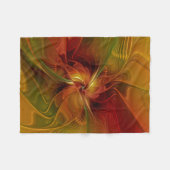 Abstrakte Rote Orange Braun Grünes Fraktal Kunst B Fleecedecke (Vorderseite (Horizontal))
