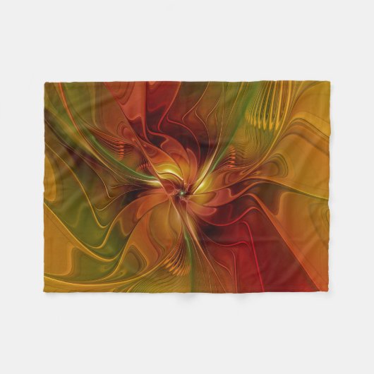 Abstrakte Rote Orange Braun Grünes Fraktal Kunst B Fleecedecke (Vorderseite (Horizontal))