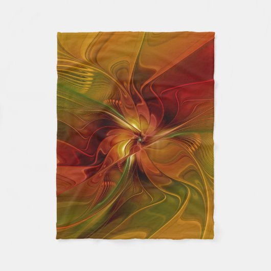 Abstrakte Rote Orange Braun Grünes Fraktal Kunst B Fleecedecke (Vorderseite)