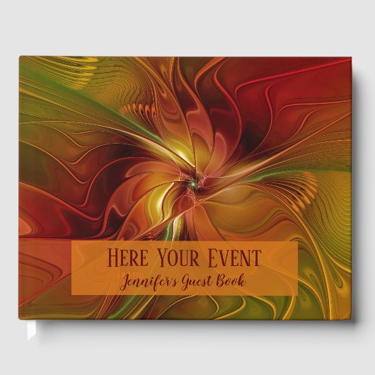 Abstrakte Rote Orange Braun Grünes Fraktal Kunst B Gästebuch (Vorderseite)