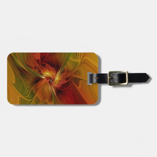 Abstrakte Rote Orange Braun Grünes Fraktal Kunst B Gepäckanhänger (Vorderseite horizontal)