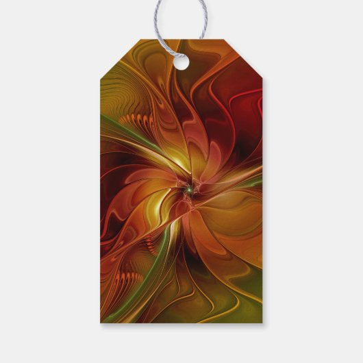 Abstrakte Rote Orange Braun Grünes Fraktal Kunst B Geschenkanhänger (Rückseite)