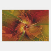 Abstrakte Rote Orange Braun Grünes Fraktal Kunst B Geschenkpapier Set (Vorderseite 2)