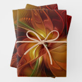 Abstrakte Rote Orange Braun Grünes Fraktal Kunst B Geschenkpapier Set (Beispiel)