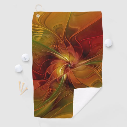 Abstrakte Rote Orange Braun Grünes Fraktal Kunst B Golfhandtuch (Insitu)