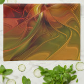 Abstrakte Rote Orange Braun Grünes Fraktal Kunst B Handtuch (Gefaltet)