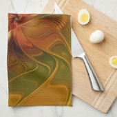 Abstrakte Rote Orange Braun Grünes Fraktal Kunst B Handtuch (Viertel Falte)