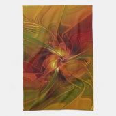 Abstrakte Rote Orange Braun Grünes Fraktal Kunst B Handtuch (Vertikal)