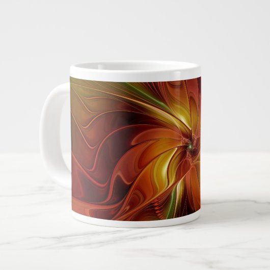 Abstrakte Rote Orange Braun Grünes Fraktal Kunst B Jumbo-Tasse (Vorderseite Links)