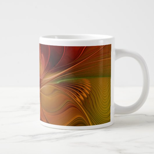 Abstrakte Rote Orange Braun Grünes Fraktal Kunst B Jumbo-Tasse (Rechts)