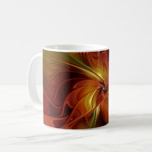 Abstrakte Rote Orange Braun Grünes Fraktal Kunst B Kaffeetasse
