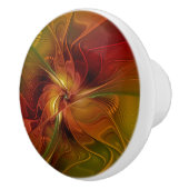 Abstrakte Rote Orange Braun Grünes Fraktal Kunst B Keramikknauf (Rechts)